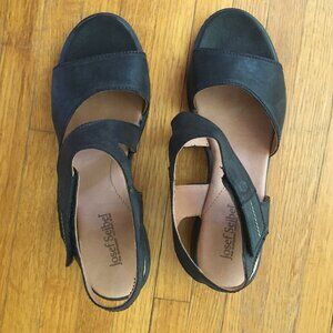 Sandals, black leather, Josef Seibel